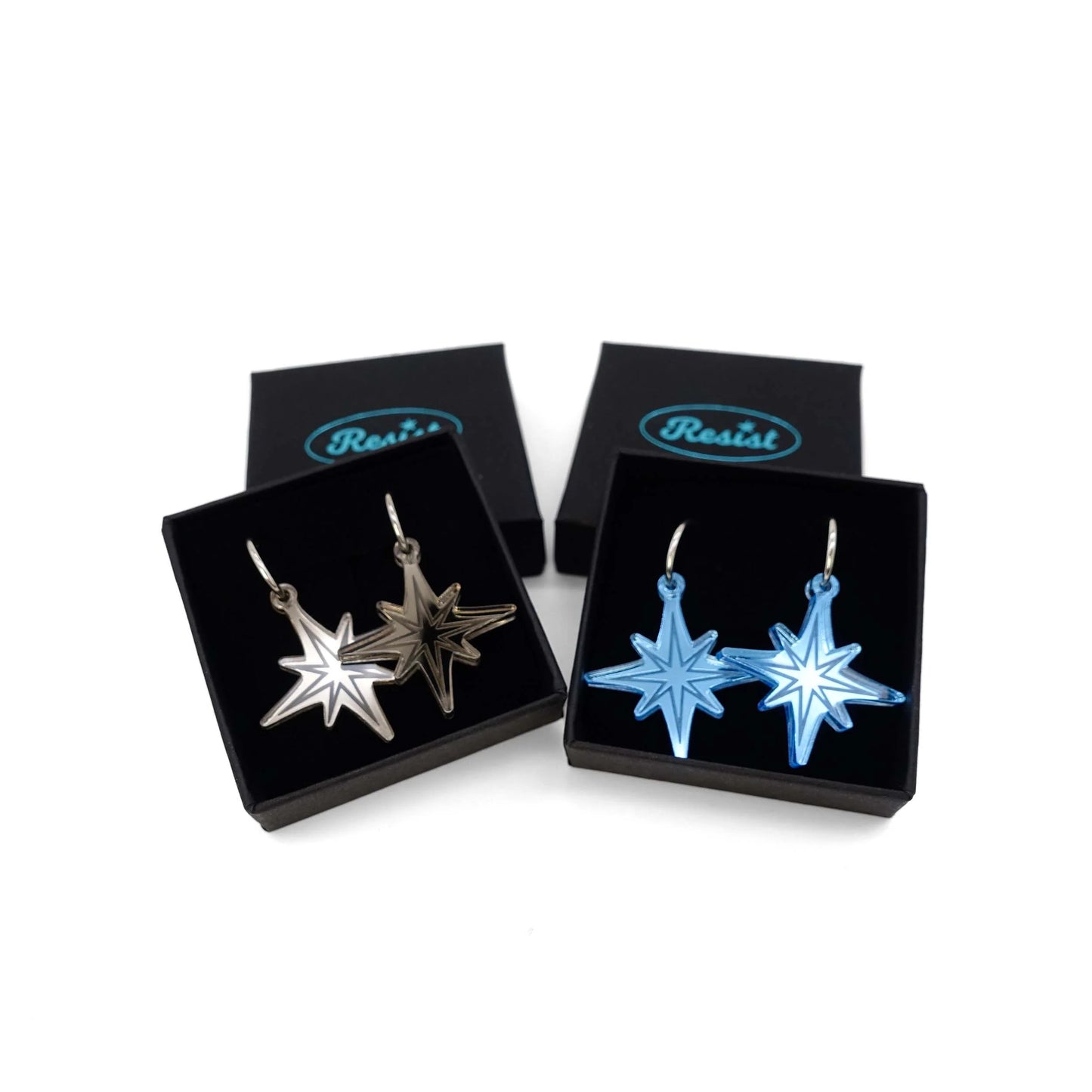 Earrings: large bronze star earrings