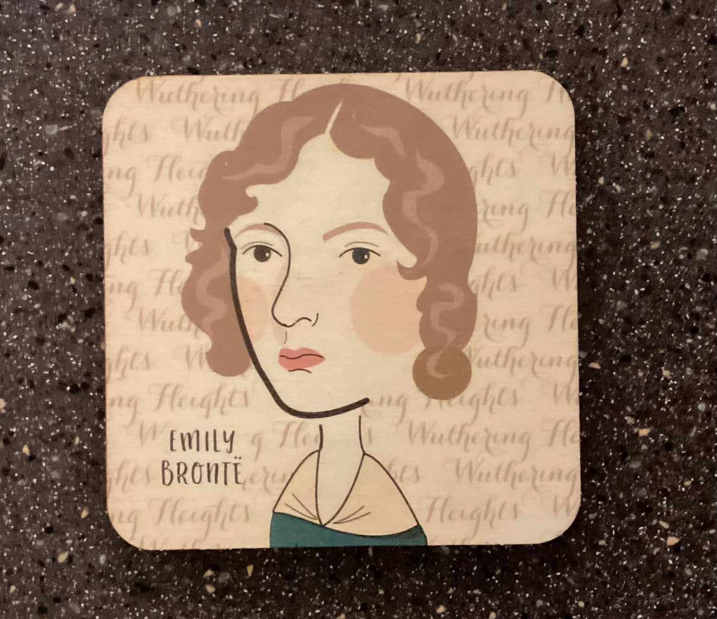 Wooden Coaster: Emily Brontë