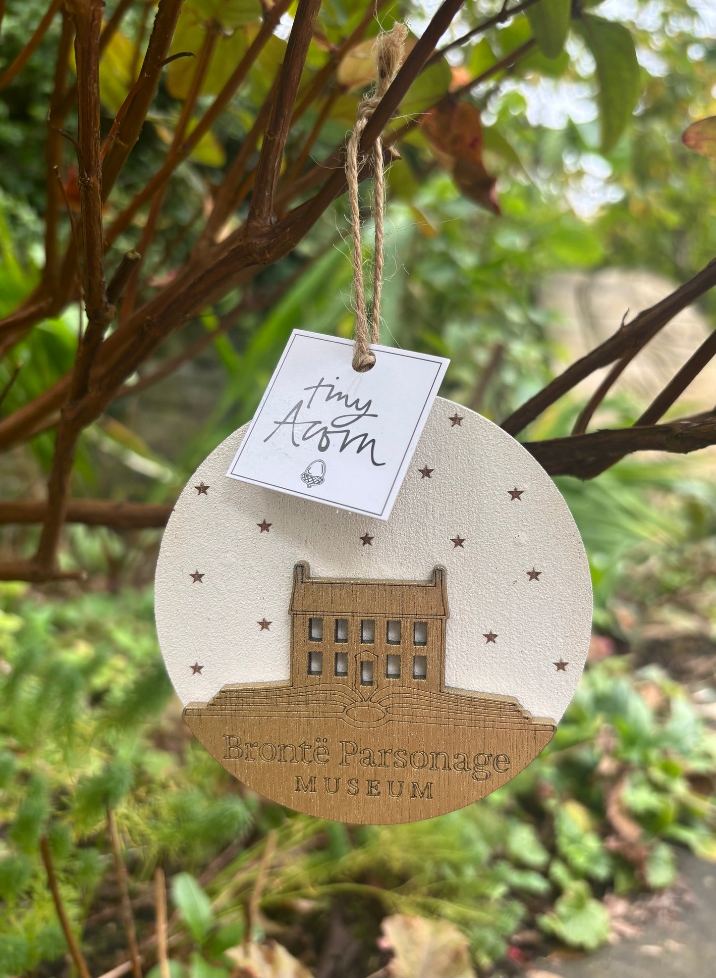 Brontë Parsonage Museum Stars Christmas Bauble (white) - by Tiny Acorn