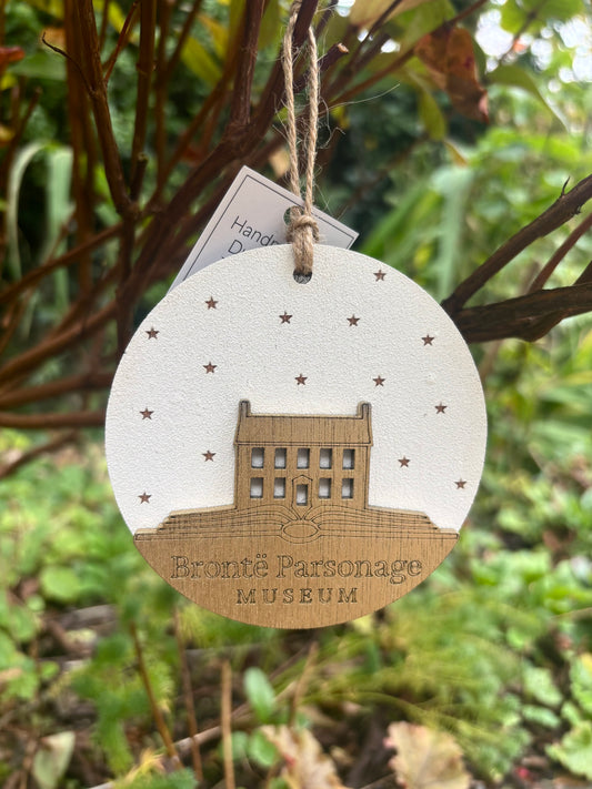 Brontë Parsonage Museum Stars Christmas Bauble (white) - by Tiny Acorn