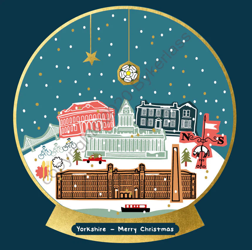 Yorkshire Two Snow Globe Christmas Card