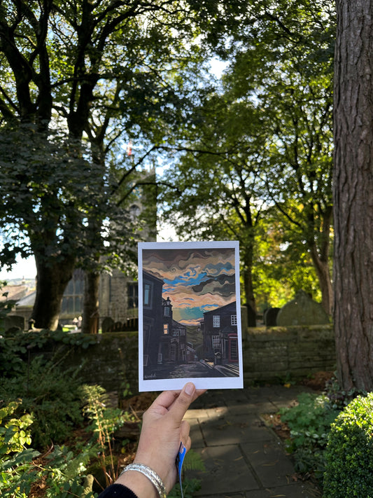 Ramlah Qureshi - Sunrise on Main Street A5 Postcard