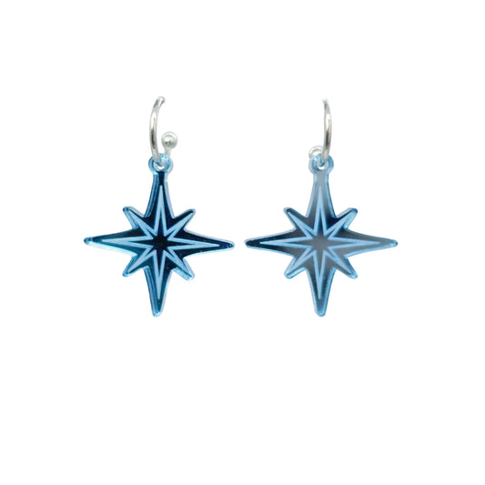 Earrings: large blue star earrings