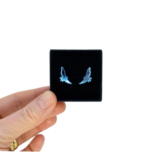 Earrings: blue bird earrings