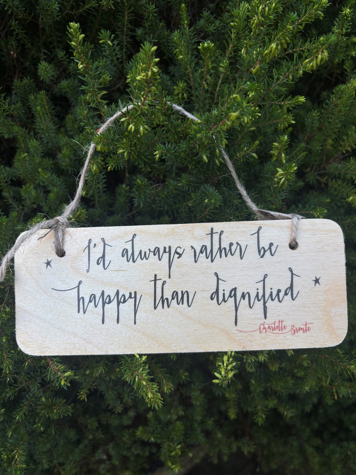 Wooden Wall Hanging: 'I'd always rather be happy than dignified'.