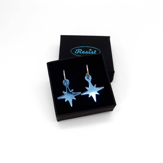 Earrings: small blue star earrings