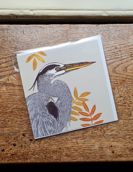 Greetings Card: Winter Heron by Angie Rogers